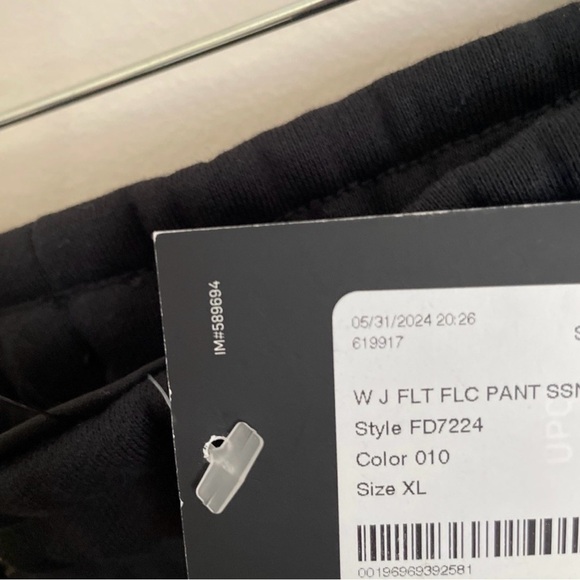 NWT Women Nike Jordan Fleece Sweatpants Flight Wide Leg Black XL Loose Fit Baggy - Picture 9 of 9